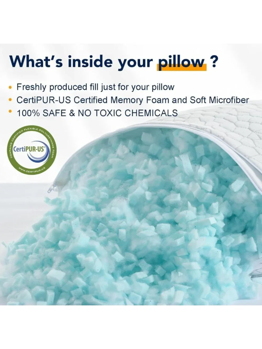 Cooling Memory Foam Pillows Set of 2 - Adjustable Firmness for All Sleepers